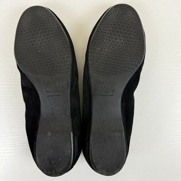 EUC Stuart Weitzman Black Suede Ballet Flats Studded - Picture 8 of 10